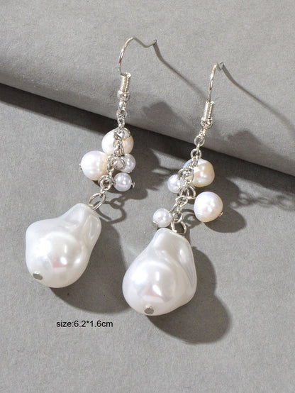 Perfect Wedding Engagement Jewellery Faux Pearl Irregular Dangle Party Earrings-2