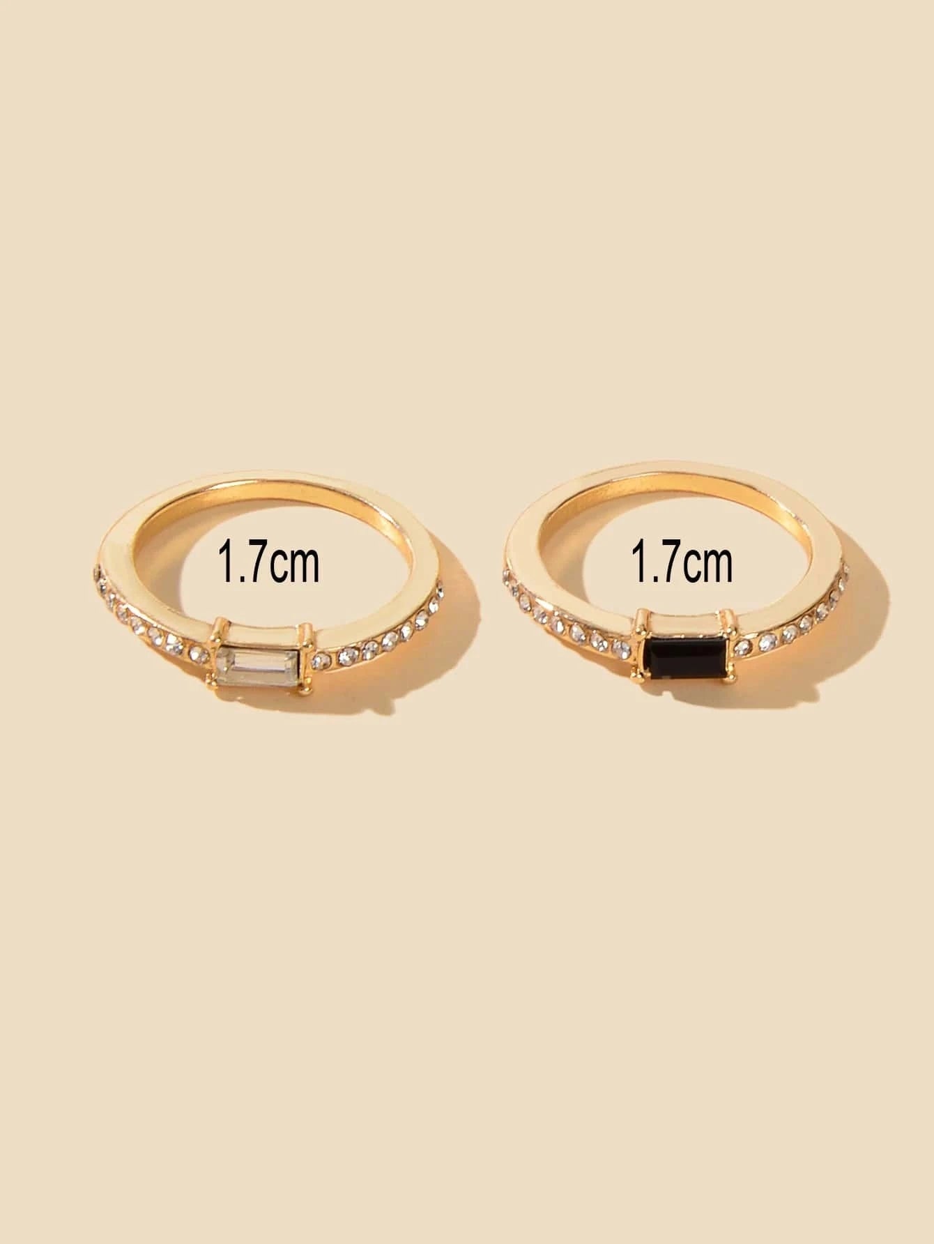 Stackable 2 pcs Wedding Promise Rhinestone Multiple Engagement Finger Rings set-2