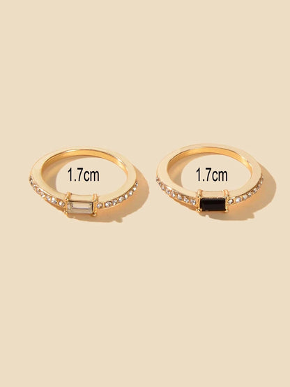 Stackable 2 pcs Wedding Promise Rhinestone Multiple Engagement Finger Rings set-2