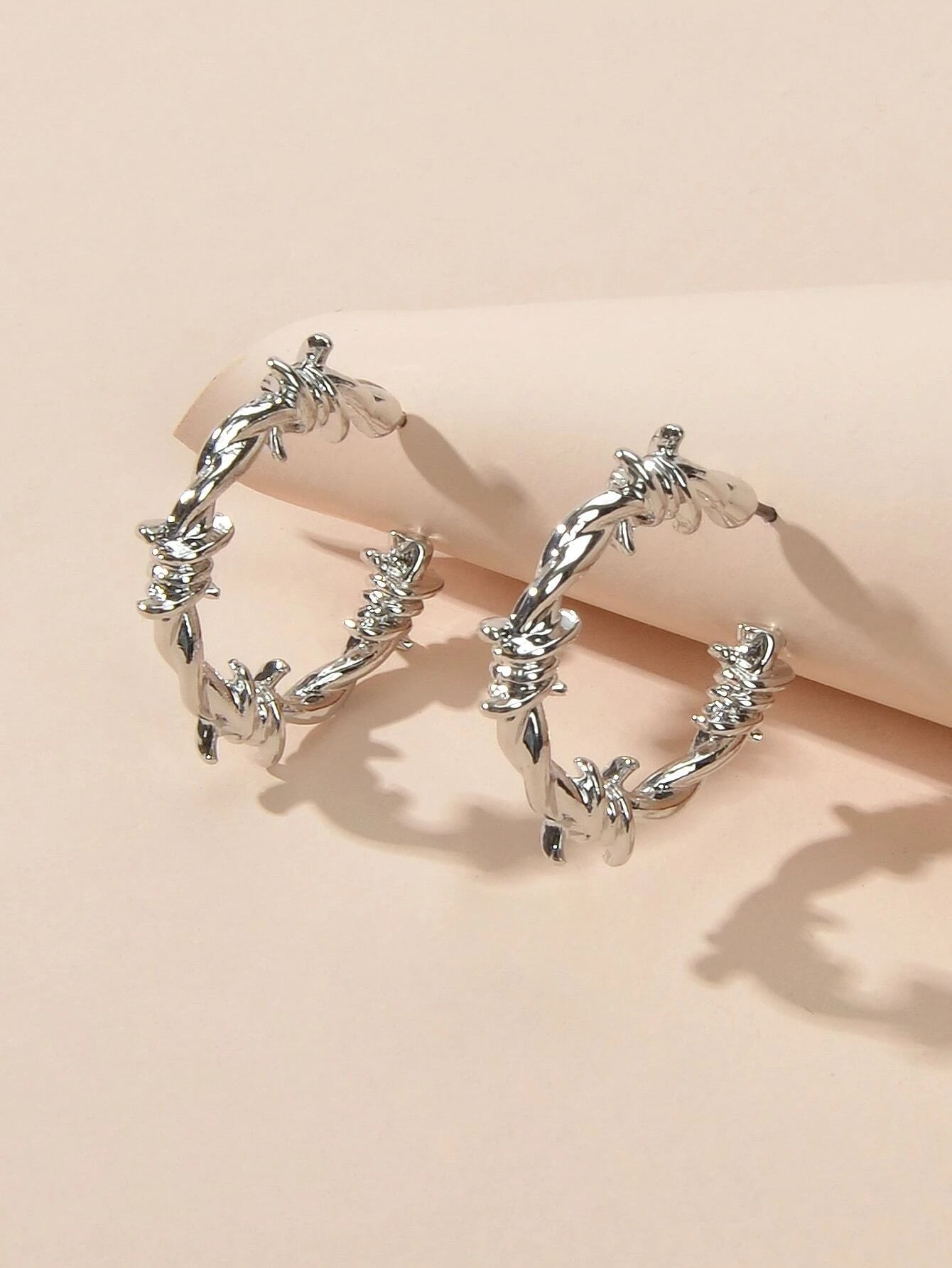 Silver Metal Geometric Small Hoop Earrings Women Accessories Ear Stud Jewellery-2