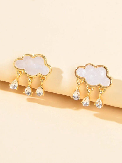 Designer Jewelry Clouds Shape Water Drop Charm Dangle Earrings Funny Women Gift-2