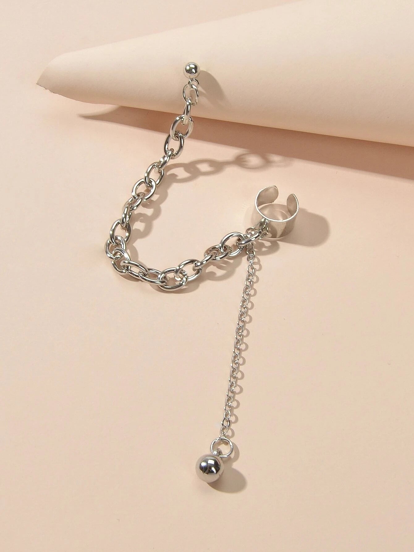 1 pc Punk Women Jewellery Silver Chain Stud Earrings Ear Cuff Wholesale Price-2