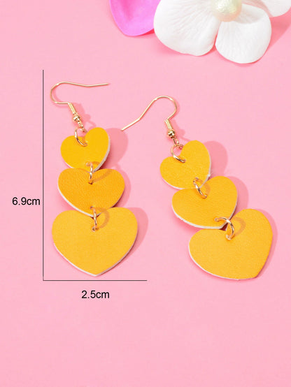 Colorful Overlapping Heart Dangle Earrings - Vibrant and Trendy Accessory-4