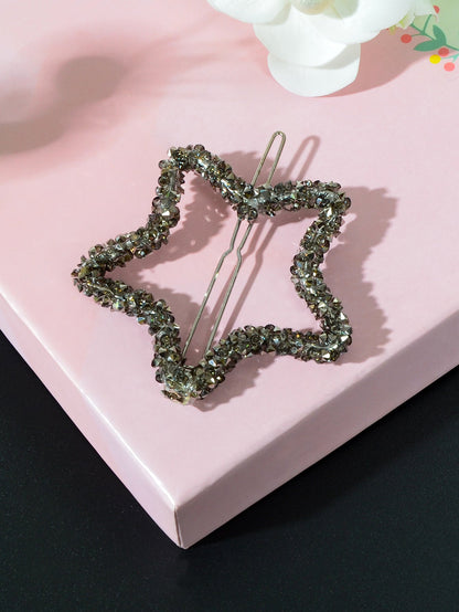 Sparkling Full Rhinestone Star Circular Hair Clip Elegant Hair Accessory Gift-5