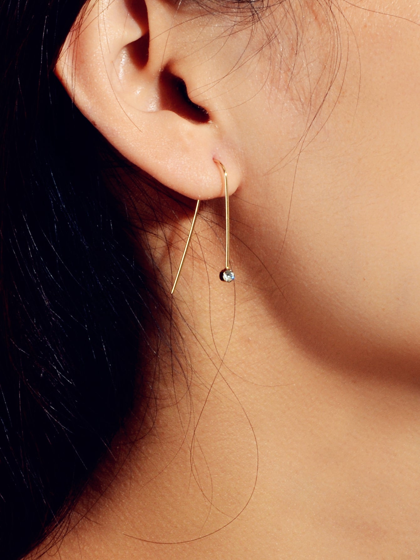 Punk Minimalist Rhinestone Decor Metal Geometric Hoop Earrings Statement Jewelry-3