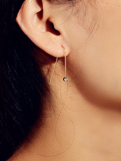 Punk Minimalist Rhinestone Decor Metal Geometric Hoop Earrings Statement Jewelry-3