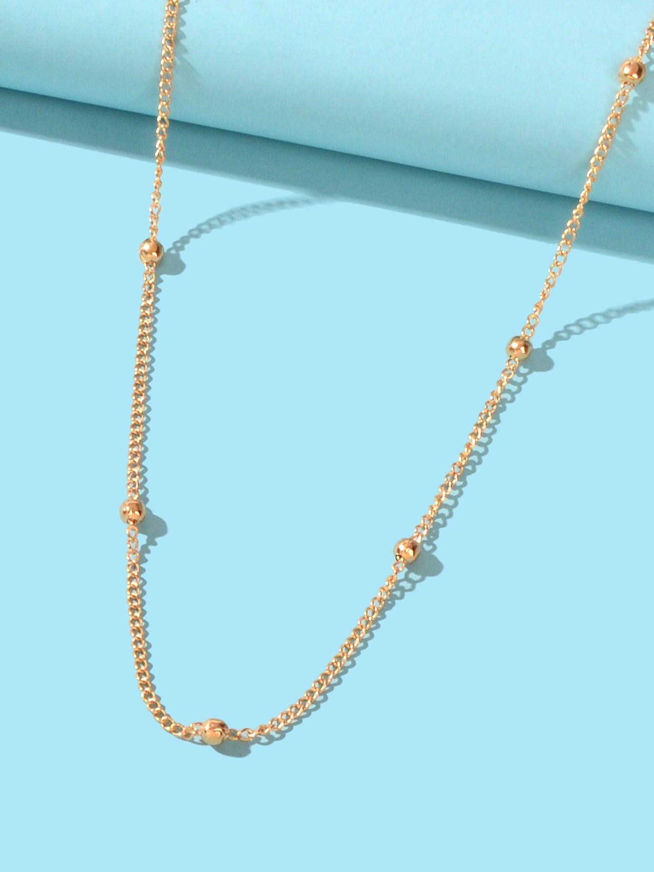 Gold Color Metal Ball Bib Choker Women Girls Teens Party Necklace Collar Jewelry-3
