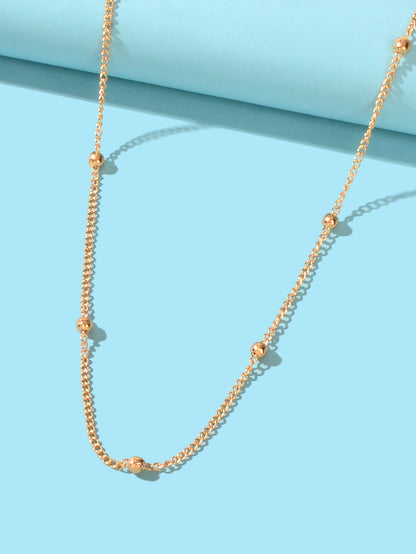 Gold Color Metal Ball Bib Choker Women Girls Teens Party Necklace Collar Jewelry-3