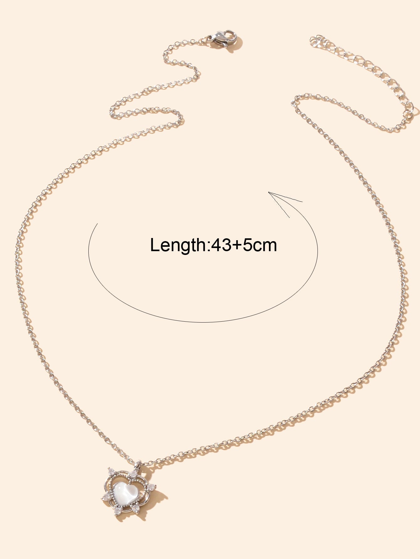 Exquisite Silver Chain Rhinestone Opal Decor Heart Pendant Necklace Gift Jewelry-3