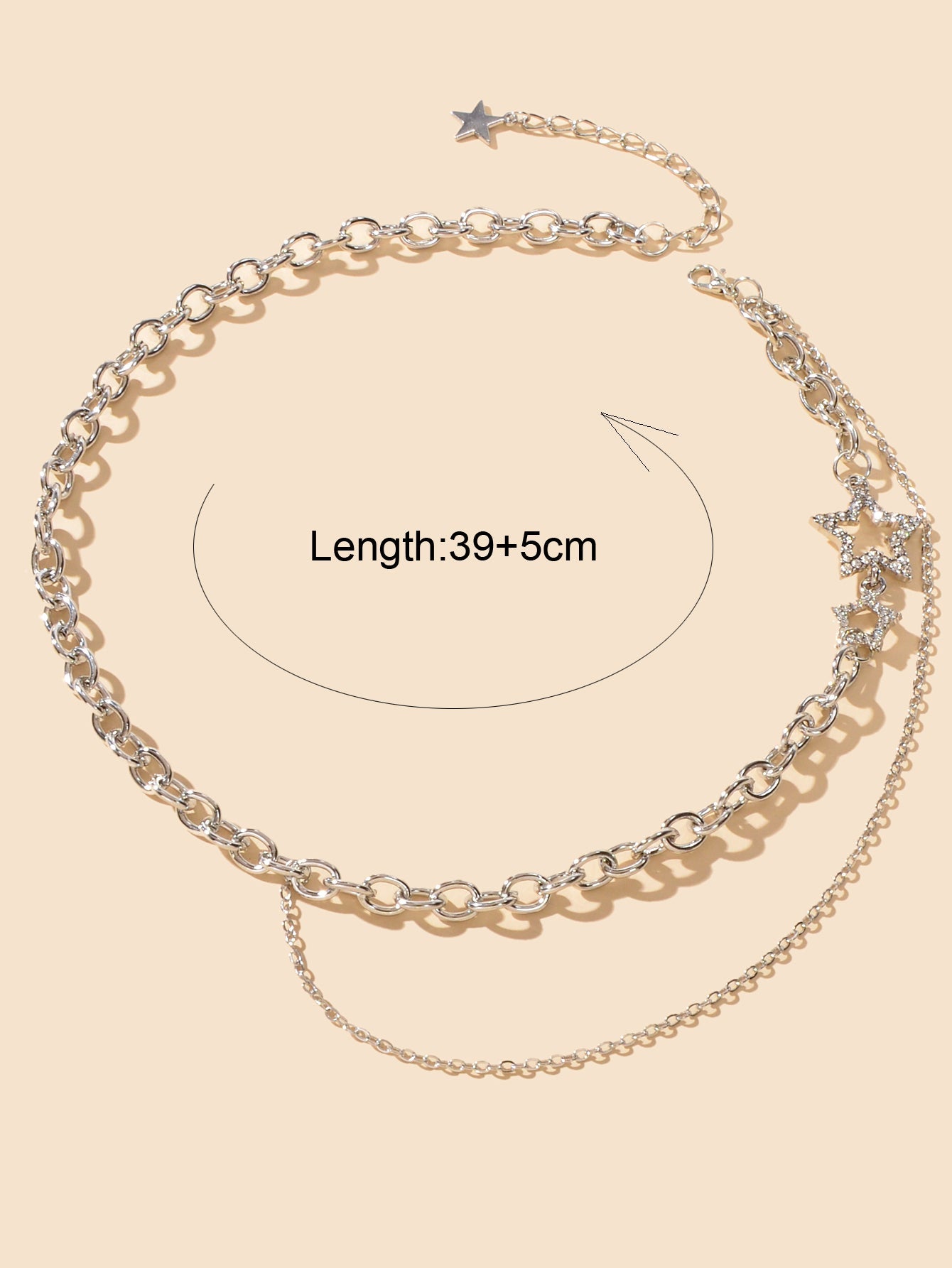 Designer Style Rhinestone Decor Gold Layered Chain Star Charm Clavicle Necklace-3