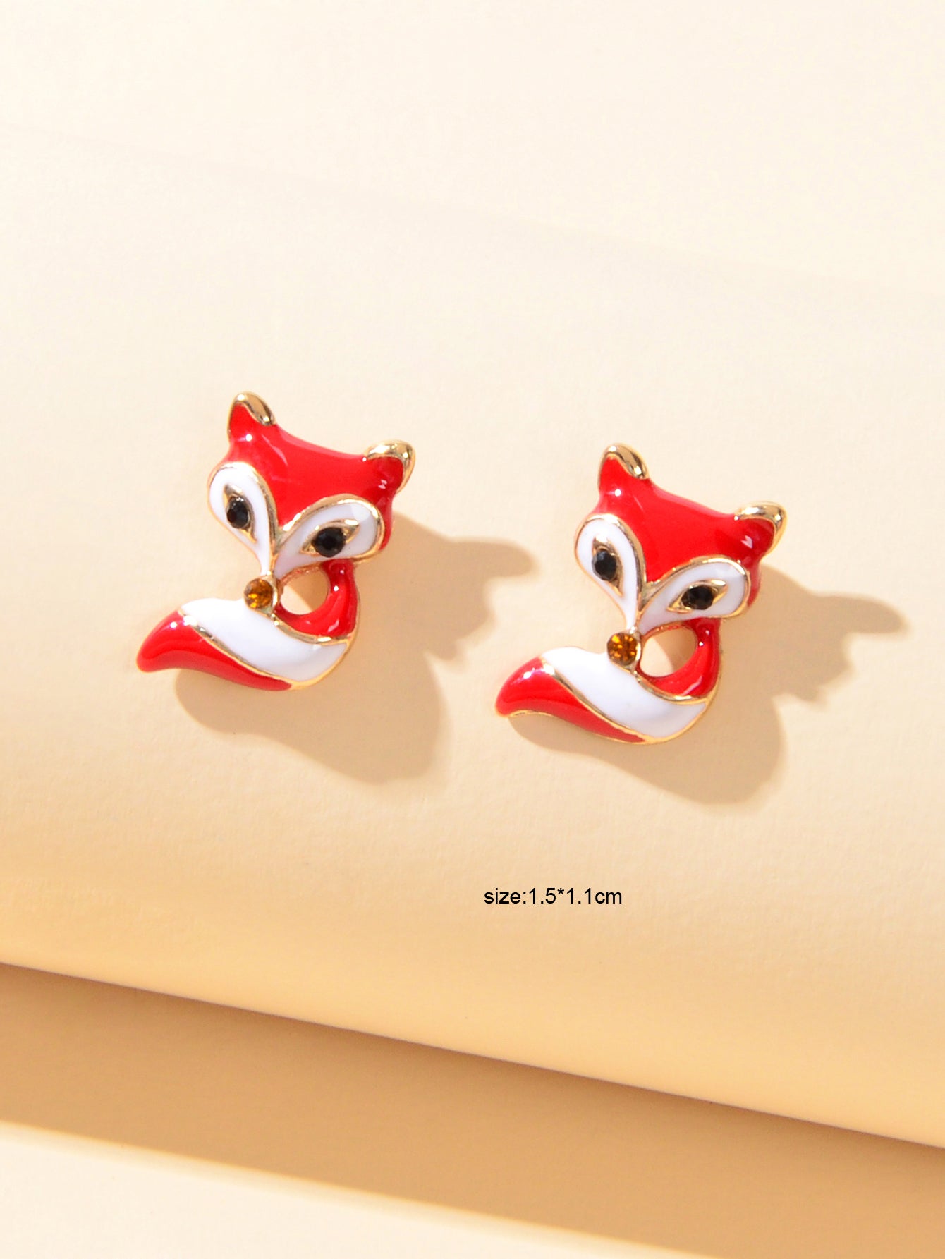 Cute White Red Enamel Fox Stud Earrings Animal Birthday Jewellery Gift for Women-3