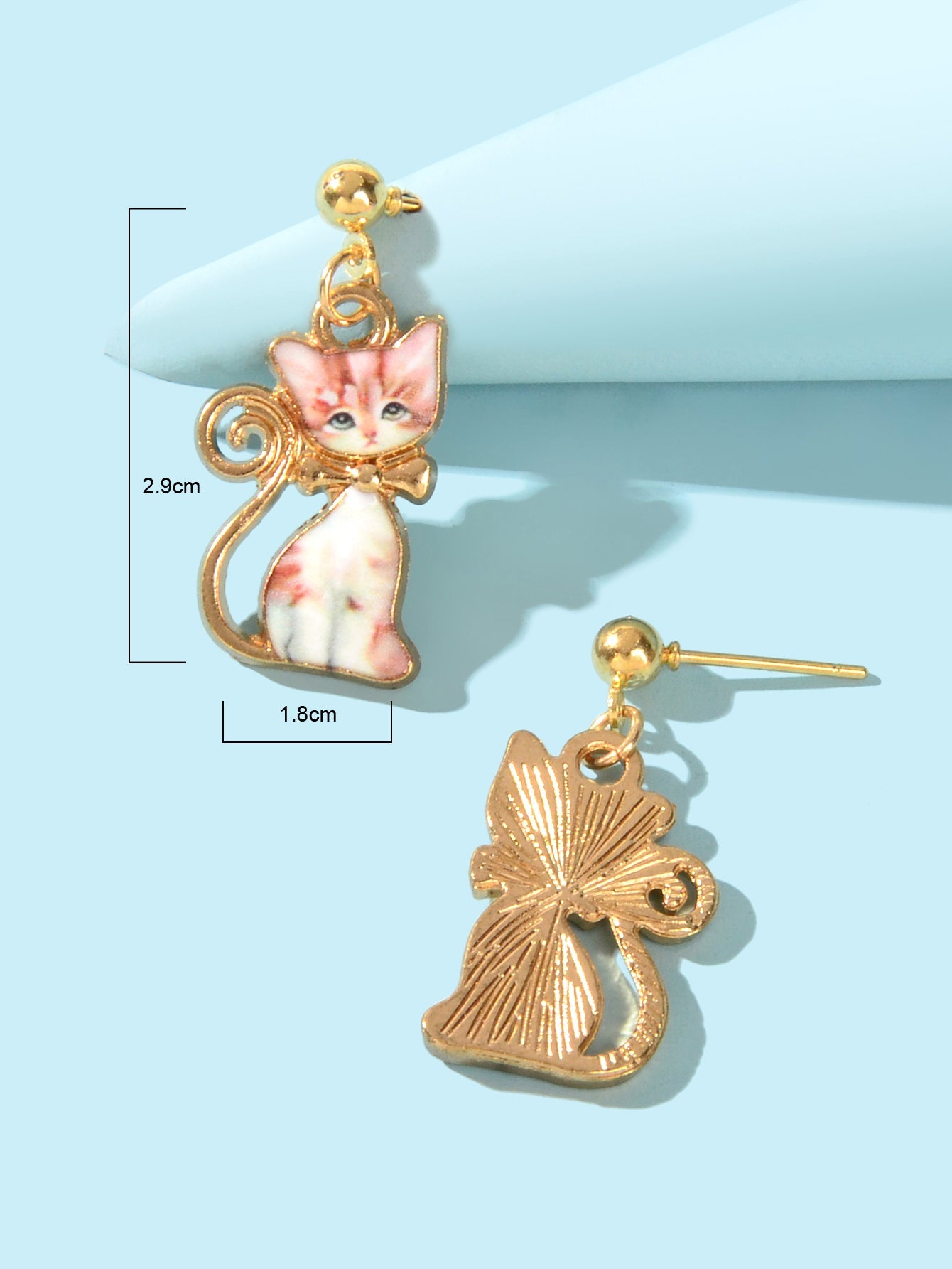 Pink Enamel Aesthetic Funny Cartoon Kitten Drop Dangling Cat Animal Earrings-3