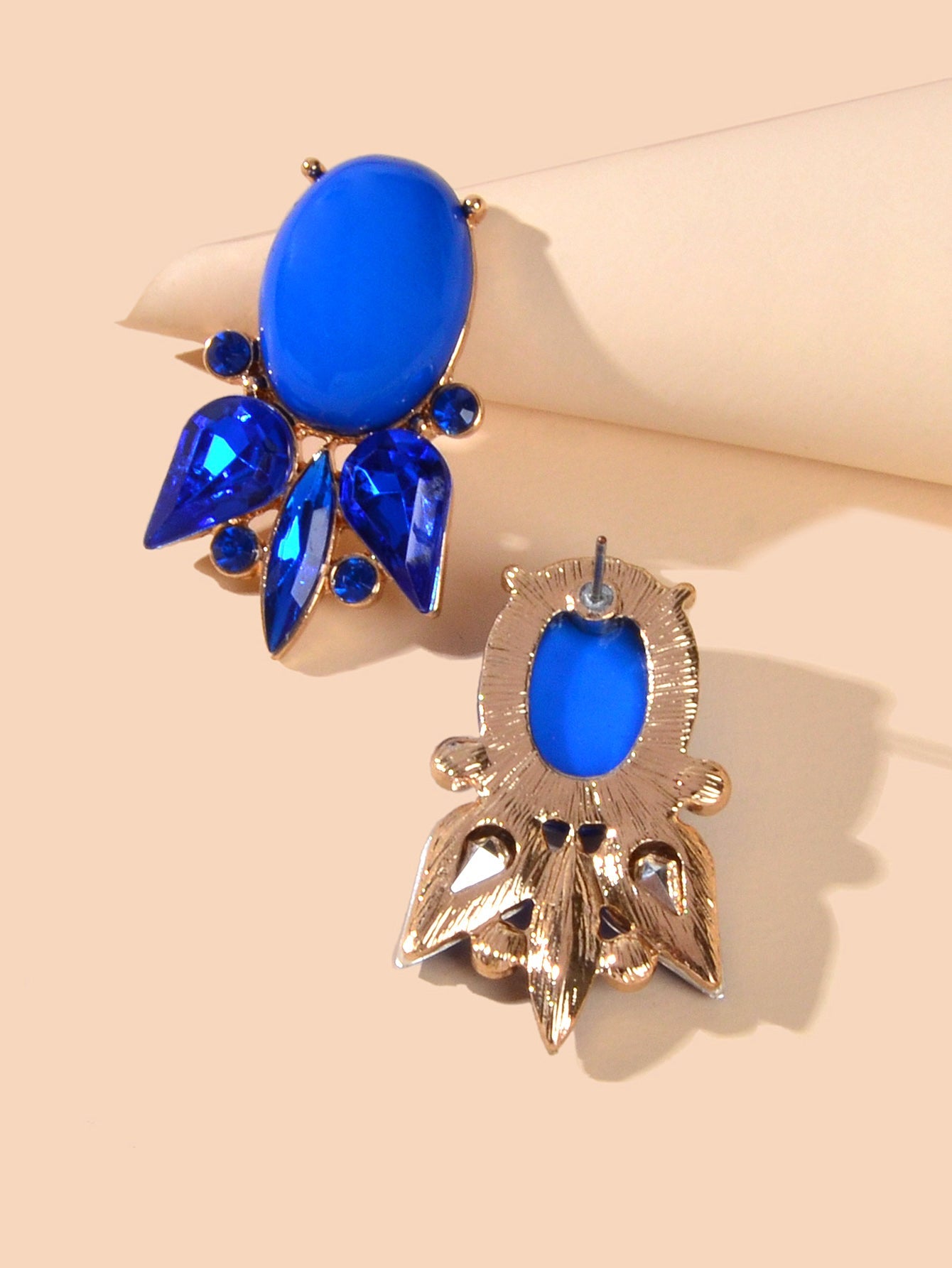 Retro Style Colorful Crystal Geometric Stud Earrings Party Fesvital Jewelry Gift-3