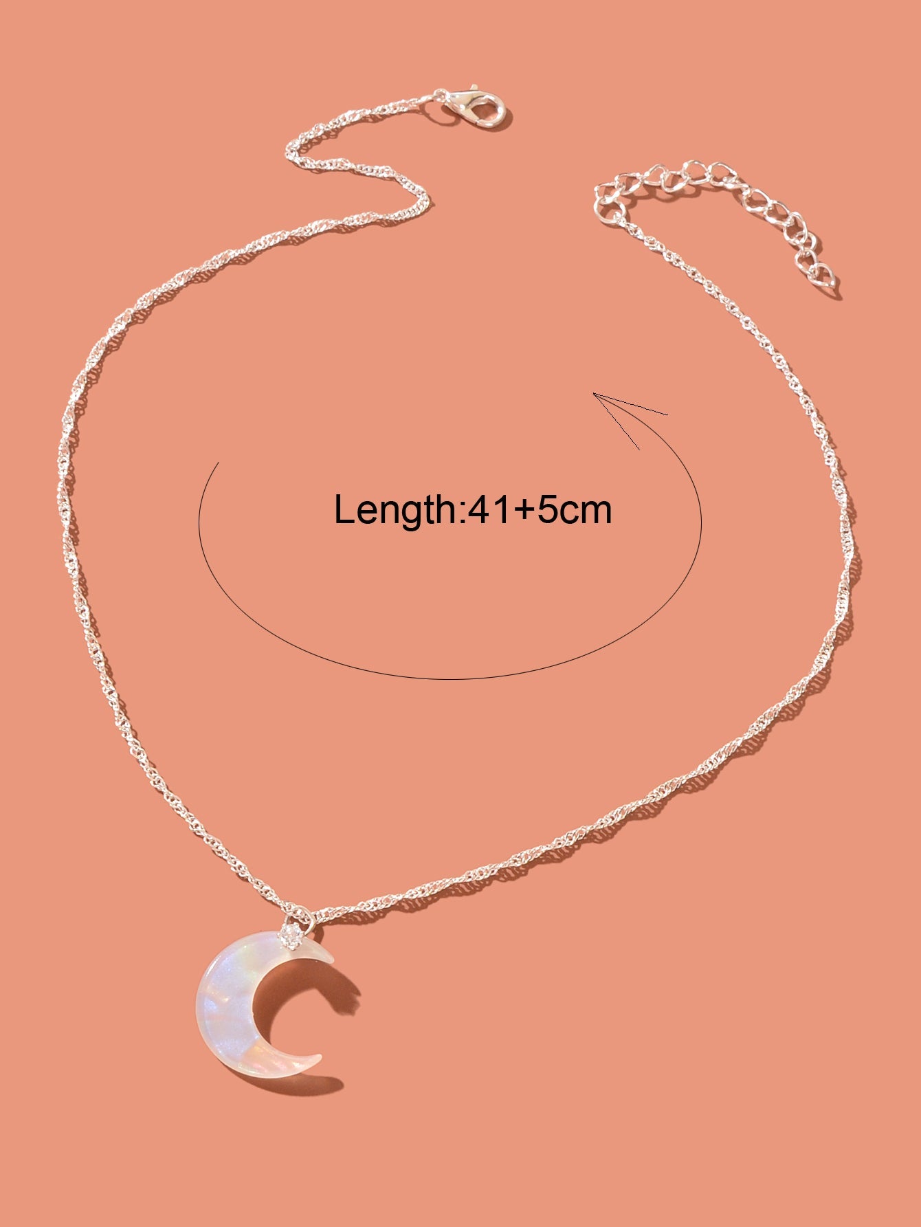 Delicate Gold Chain Transparent Acrylic Moon Pendant Necklace Girls Jewelry Gift-3
