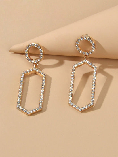 Luxurious Rhinestone Decor Geometric Dangle Earrings Good Quality Accessories-3