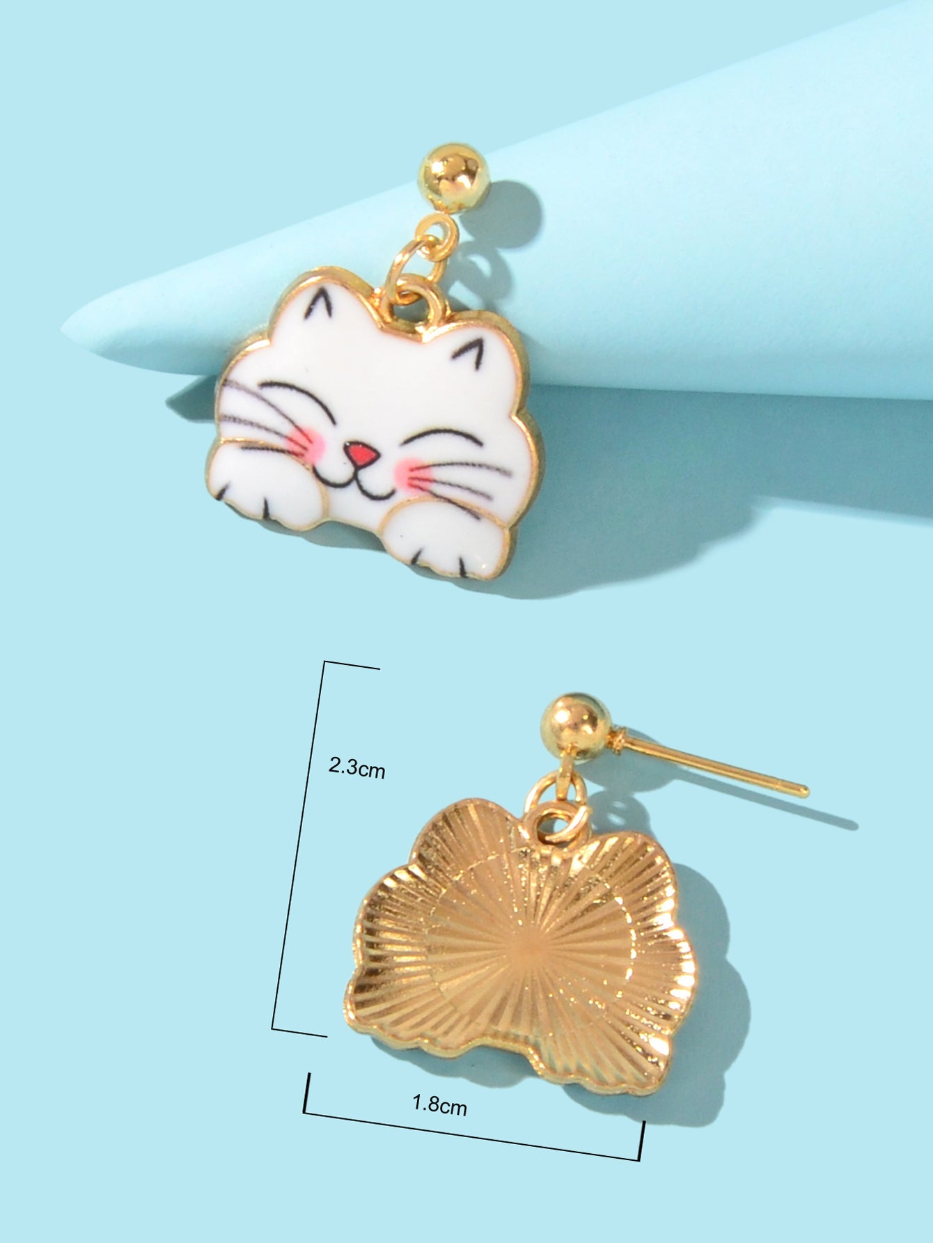 Lovely White Enamel Pet Animal Dangling Charm Earrings Girls Dainty Cat Jewelry-3