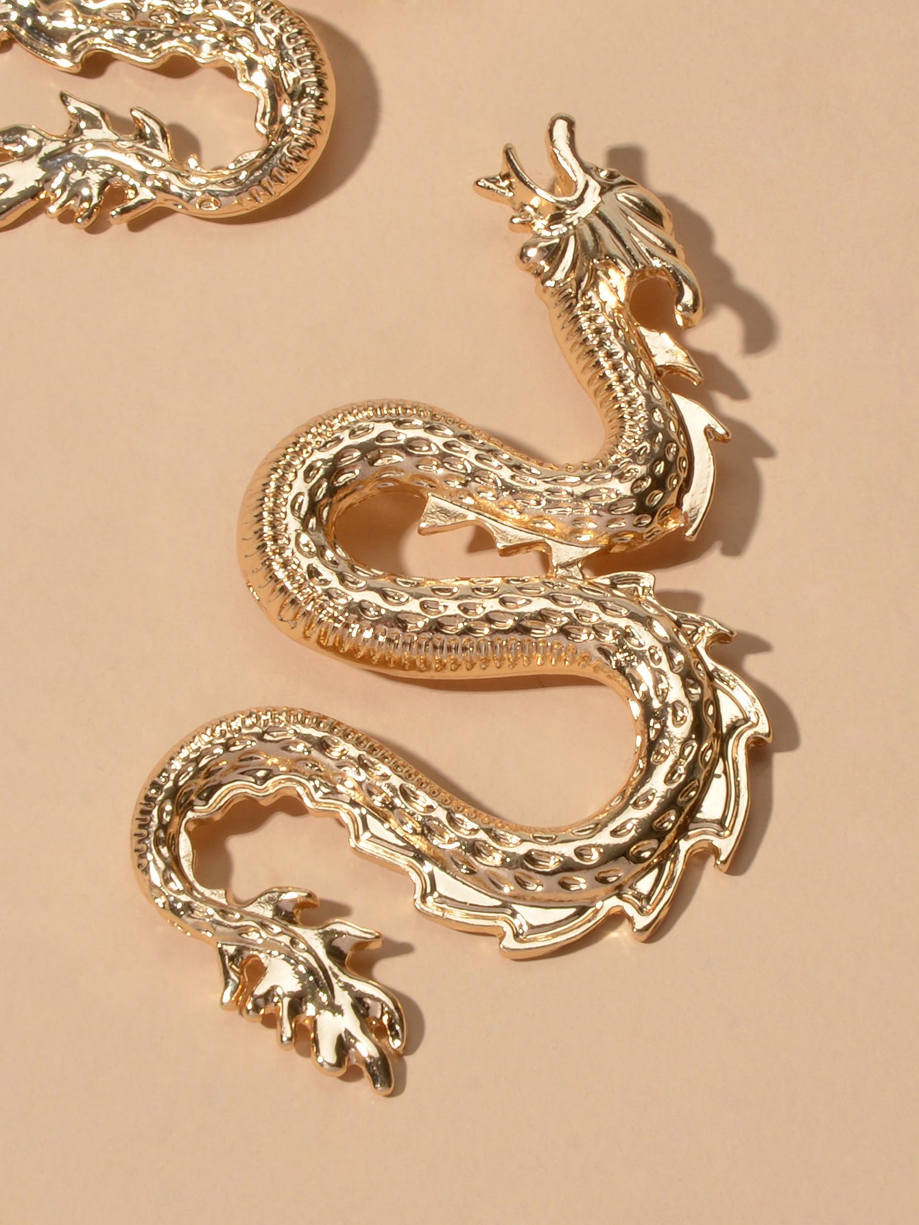 Grunge Rock Gold Silver Unique Chic Metal Dragon Statement Stud Earrings Gift-3