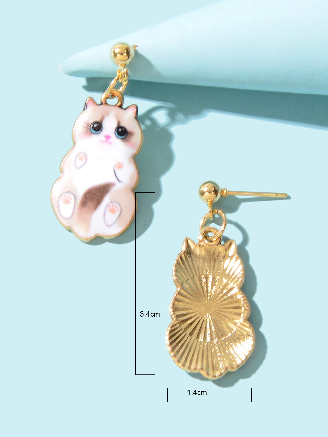Lovely White Enamel Cat Charm Pierced Earrings Dainty Animal Jewellery for Women-3