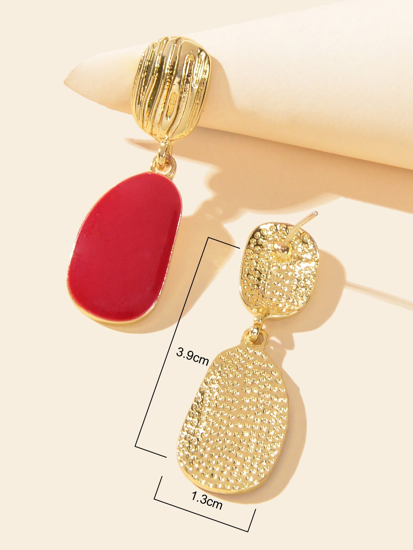 Party Decoration Red Enamel Geometric Hypoallergenic Earrings Daily Jewellery-3