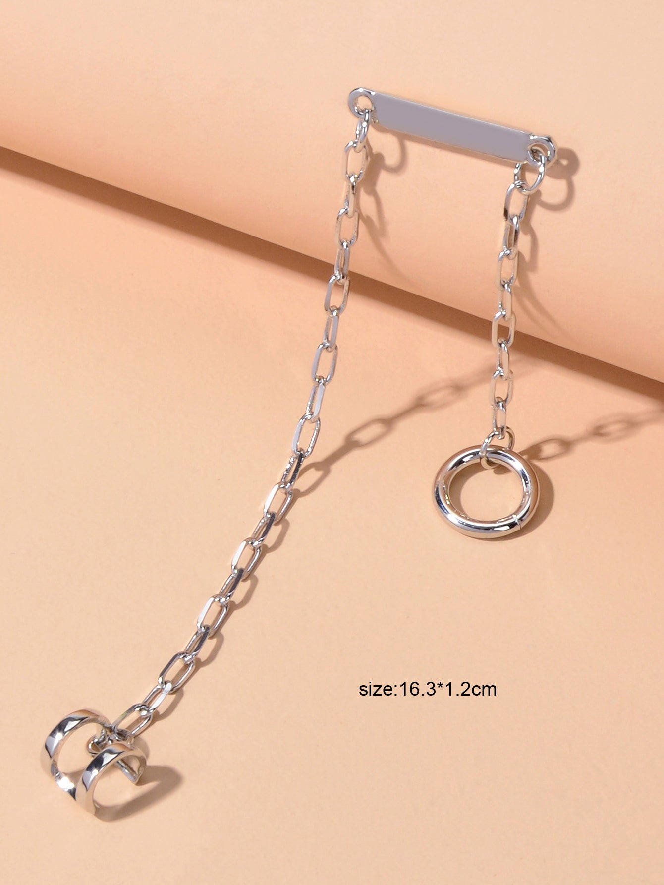 Punk Cartilage Jewellery 1pc Statement Silver Chain Stud Earrings Women Ear Cuff-3