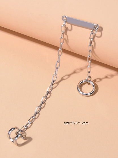 Punk Cartilage Jewellery 1pc Statement Silver Chain Stud Earrings Women Ear Cuff-3