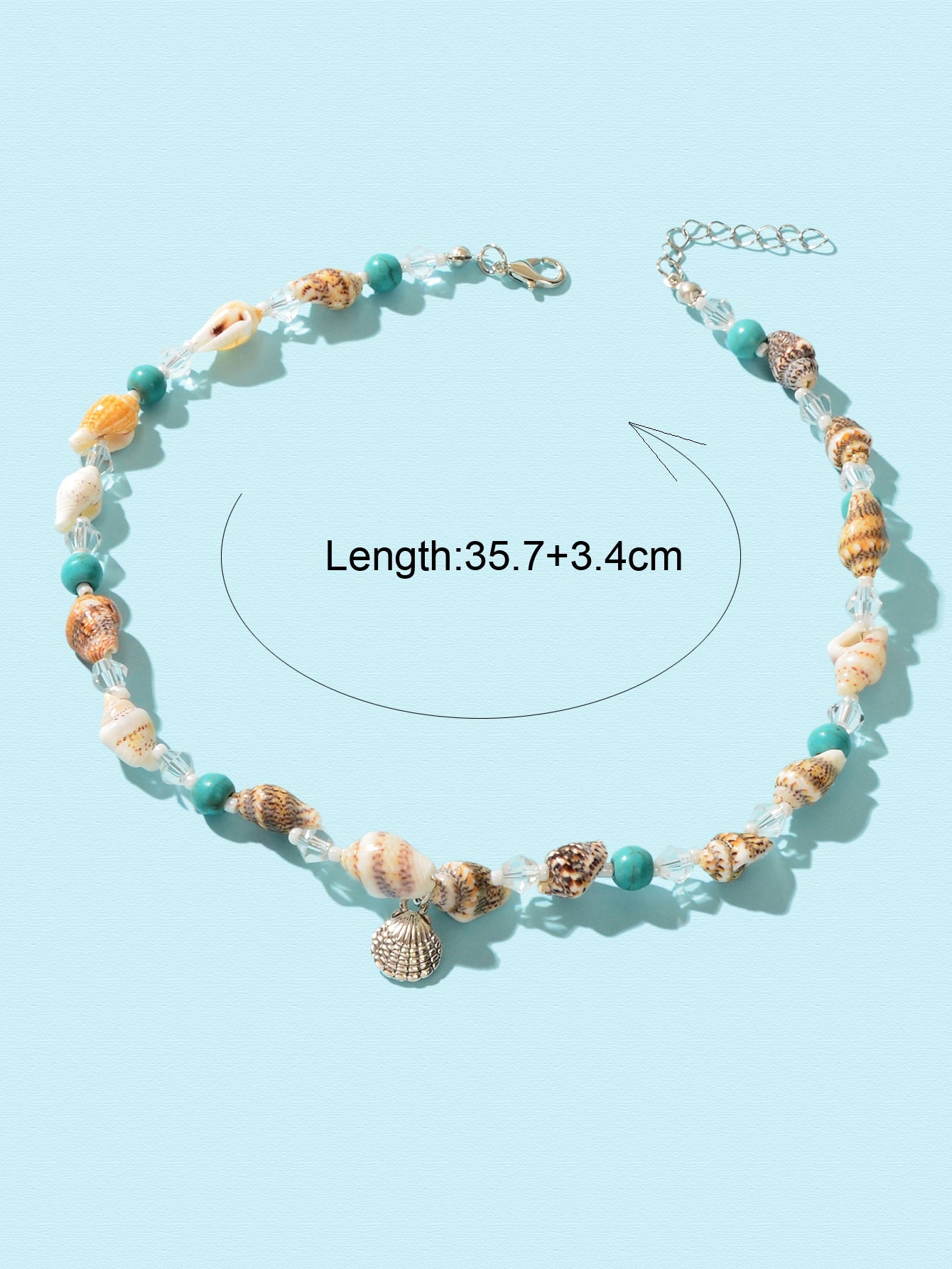 Ethnic Style Handmade Conch Beaded Chain Shell Charm Collar Sea Series Necklace-3