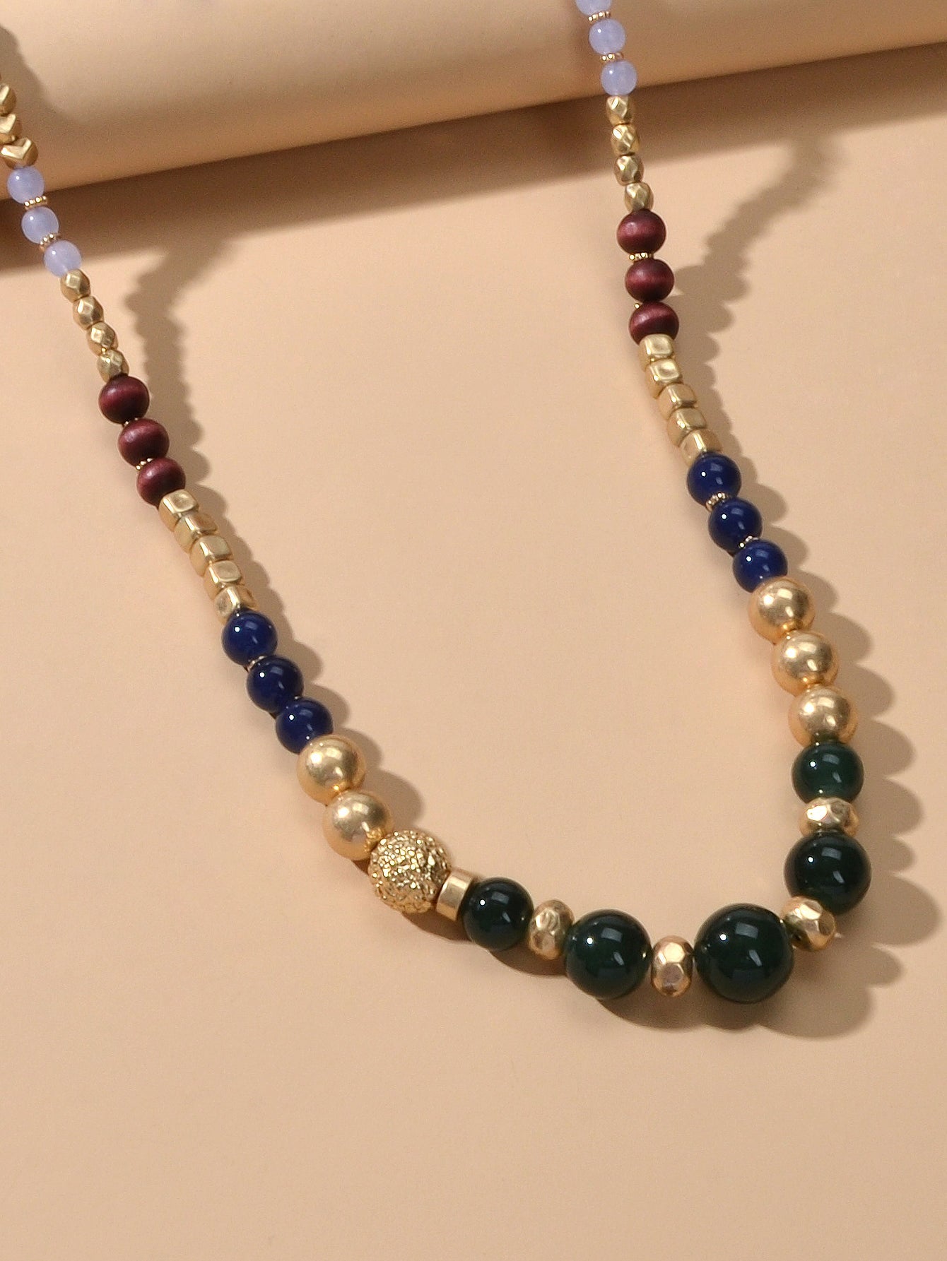 Bohemian Ethnic Jewelry Multi-colored Beads Handmade Long Chain Indian Necklace-3