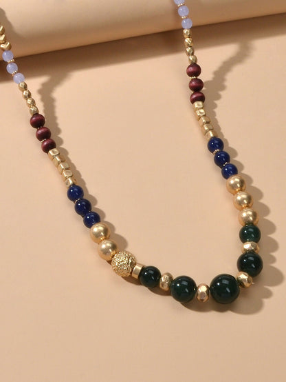 Bohemian Ethnic Jewelry Multi-colored Beads Handmade Long Chain Indian Necklace-3