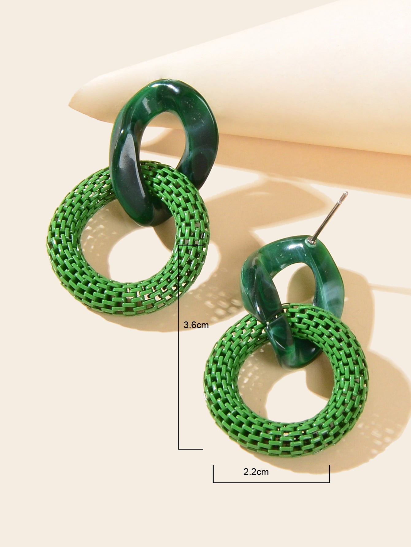 Green Red Resin Paper Clip Cuban Chain Link Dangling Party Earrings Ear Jewelry-3
