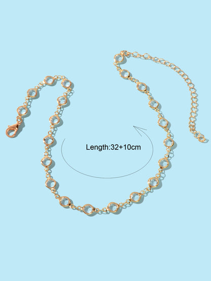 Gold Acrylic Beads Chain Link Choker Short Necklace for Women Designer Jewellery-3