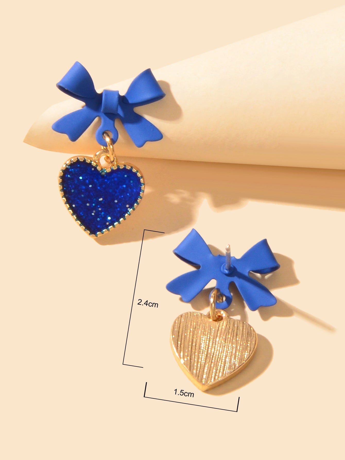Romantic Blue Bow Heart Dangle Earrings Valentine's Day Love Girl Gift Jewellery-3