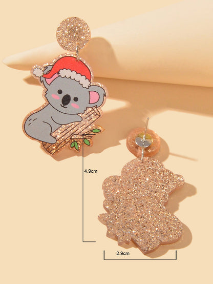 Christmas Gift Series Jewelry Shiny Acrylic Koala Chunky Party Fesvital Earrings-3