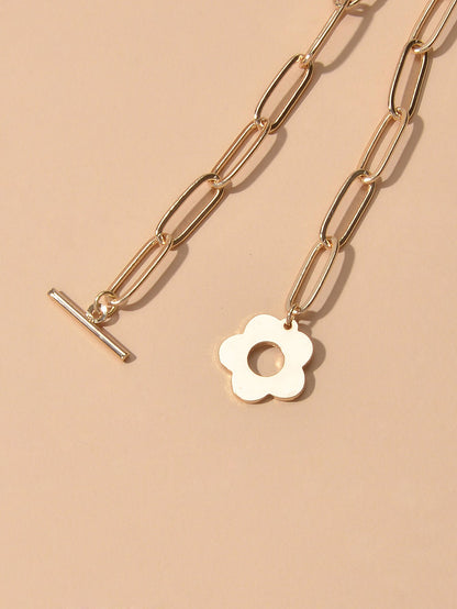 Party Decoration for Women Gold Link Chain Flower Charm Classics Bracelets Gift-3