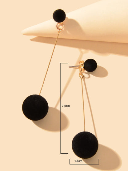 Simple Dangling Light Solid Ball Earrings Elegant Bead Stud Jewelry-3
