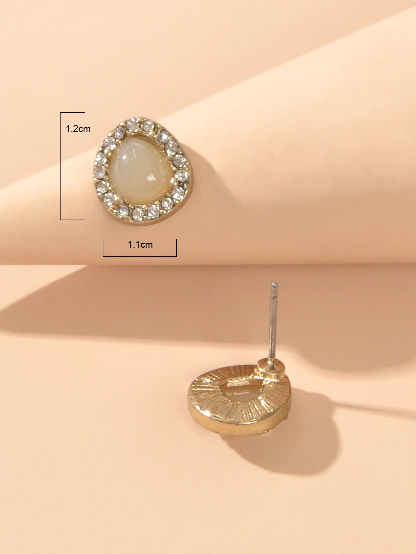 Exquisite Full Rhinestone Opal Decoration Water Droplets Stud Women Earrings-3