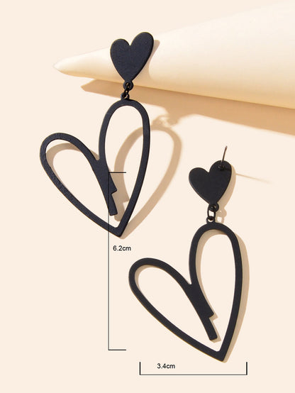 Large Hollow Love Heart Pendant Dangle Earrings for Girls Party Dating Jewellery-3