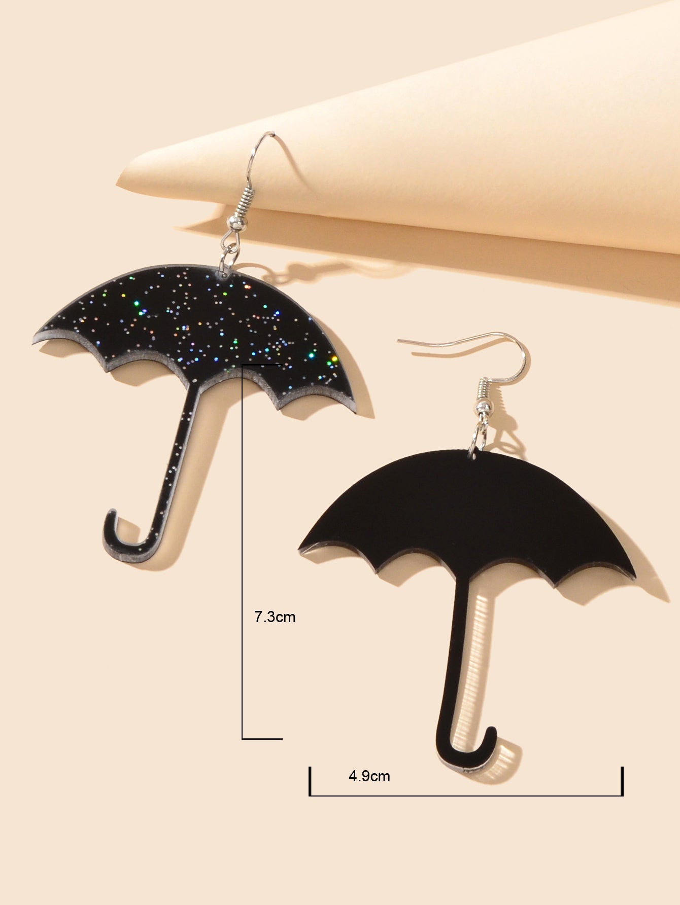 Shiny Acrylic Black Umbrella Drop Dangle Earrings Creative Nightclub Jewellery-3