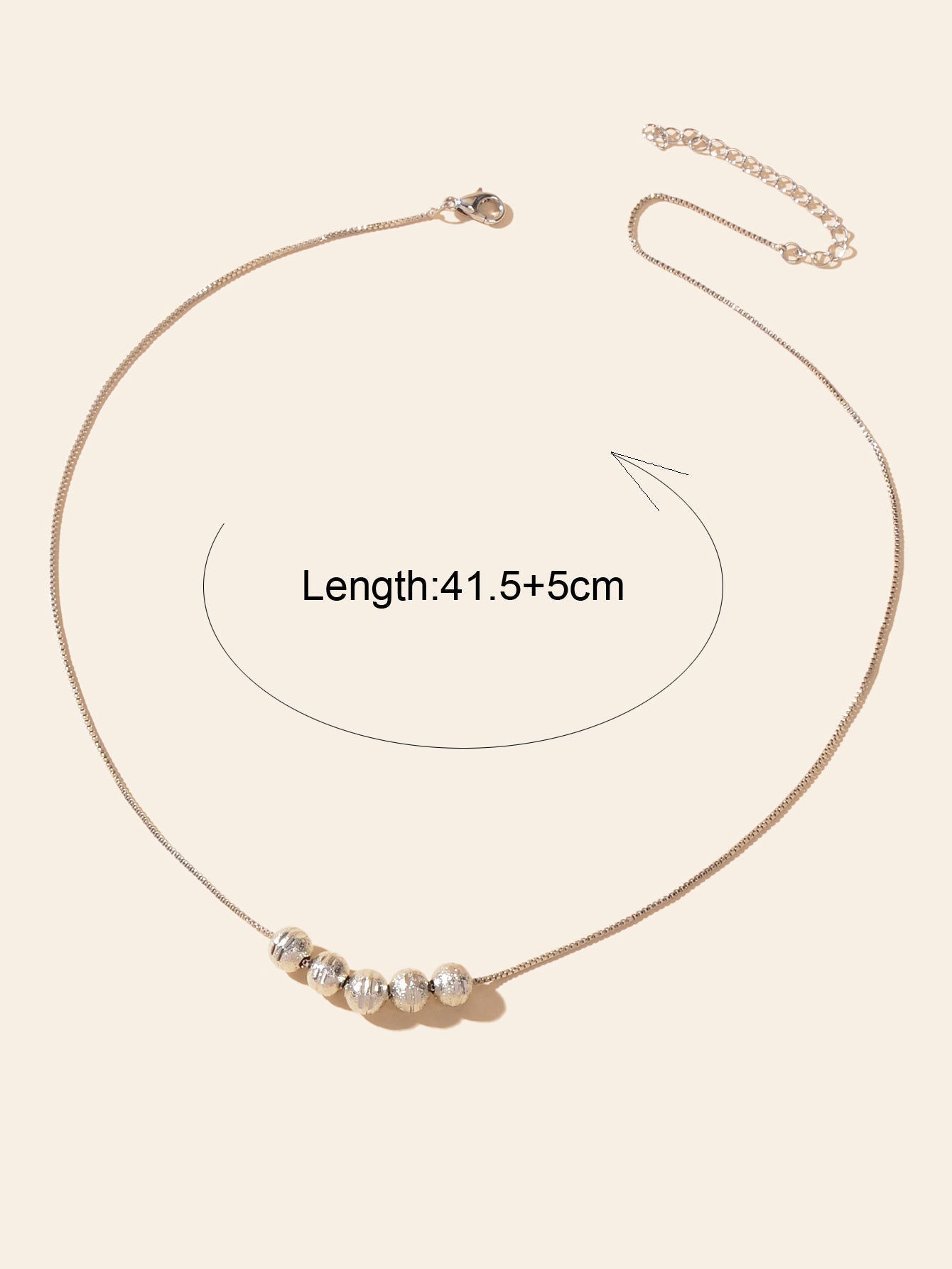 Minimalist Silver Chain Beaded Pendant Clavicle Necklace Women Trendy Accessory-3