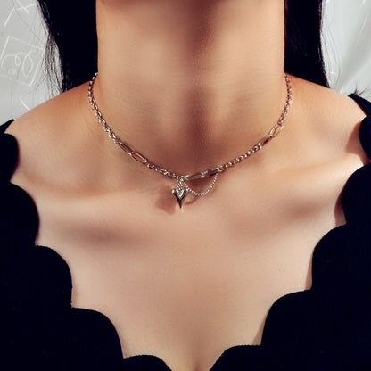 Punk Hip Hop Jewellery Multiple Silver Chain Tassel Heart Charm Party Decoration-3