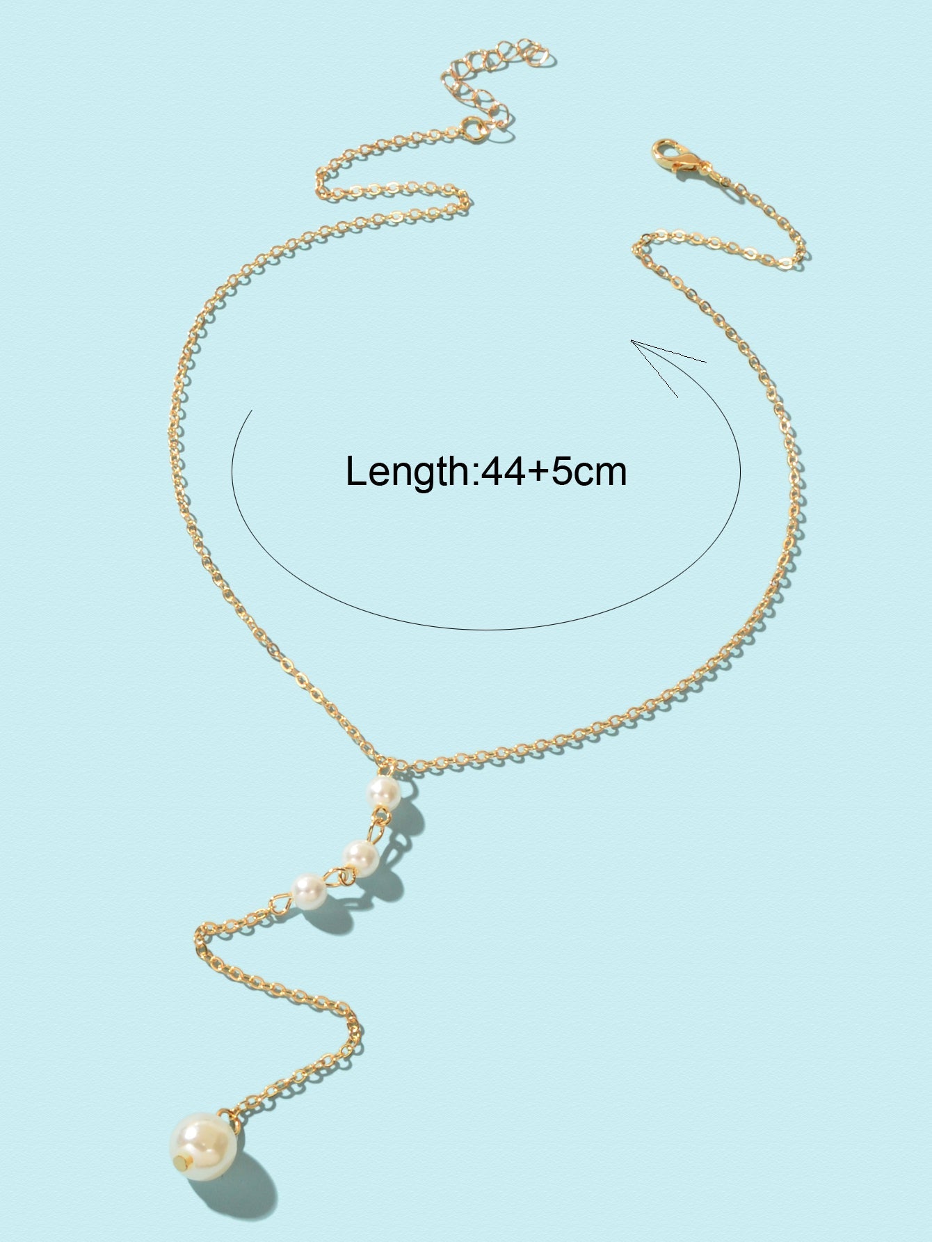 Dinner Jewellery Gold Chain Y Style Pearl Decor Long Pendant Lariat Necklace-3