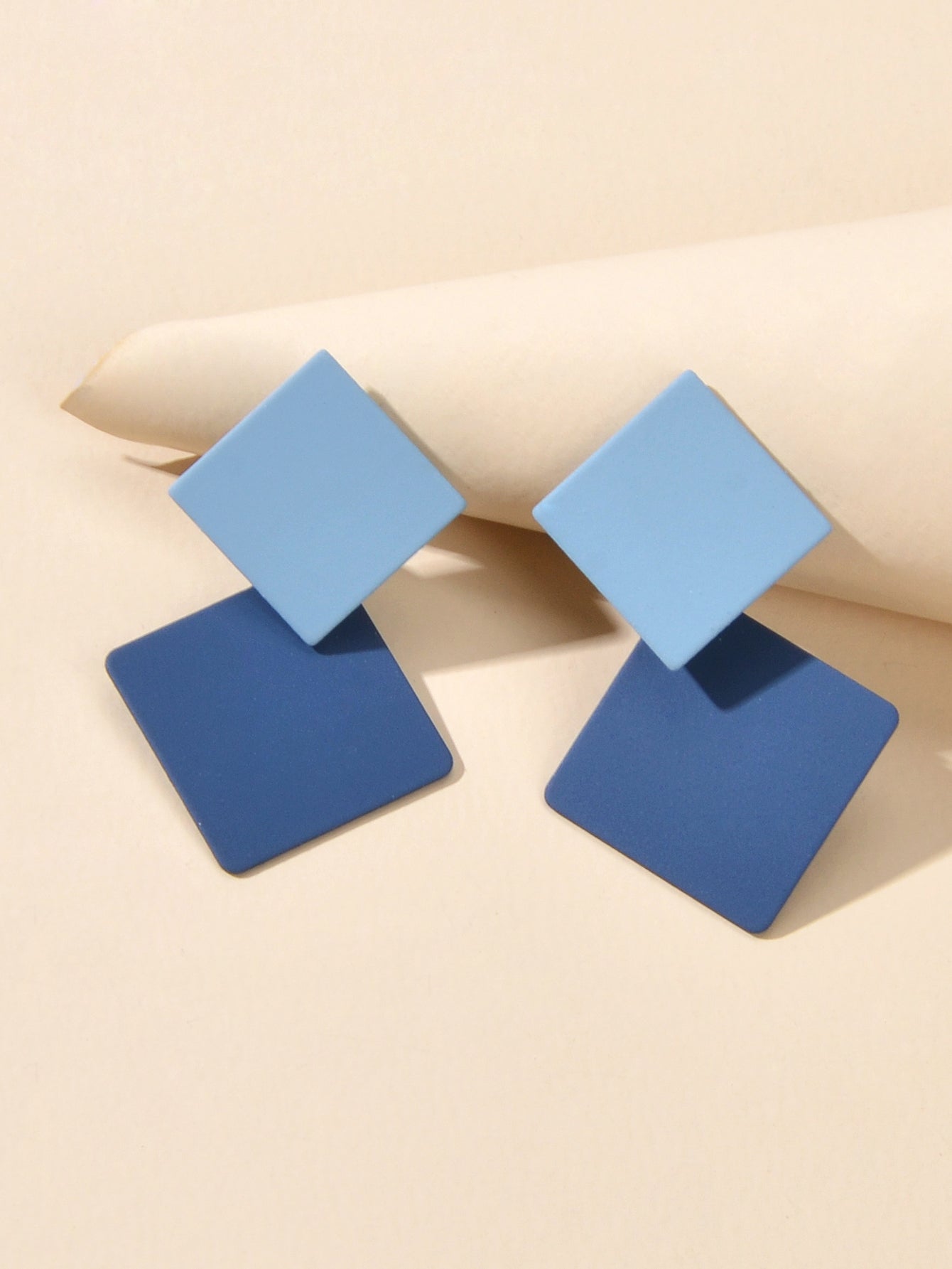 Chic Colourful Enamel Square Simple Geometric Stud Earrings Statement Jewellery-3