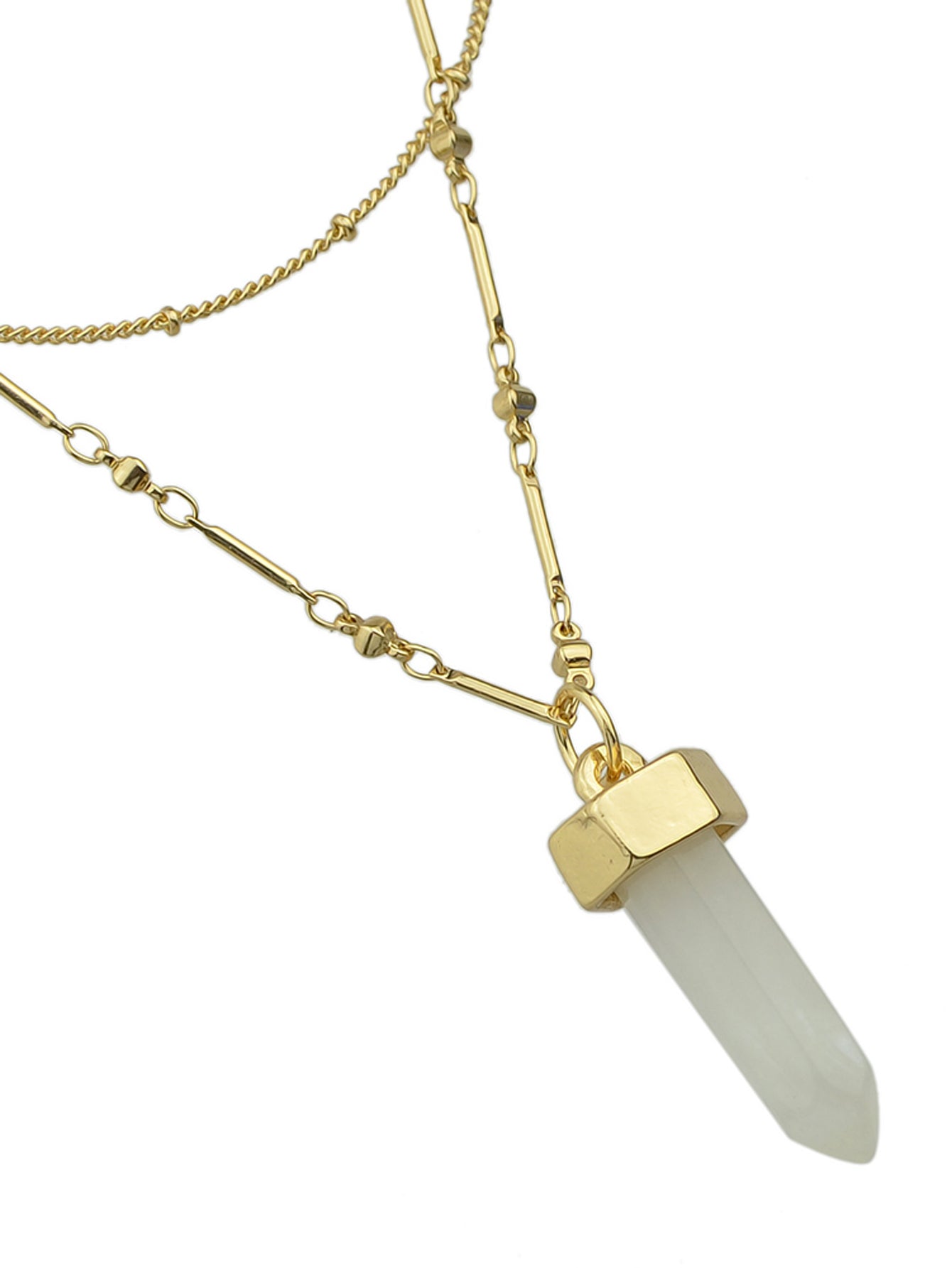 Multi-layer Gold Chain White Bullet Point Pendant Necklace Boho Chic Jewellery-3