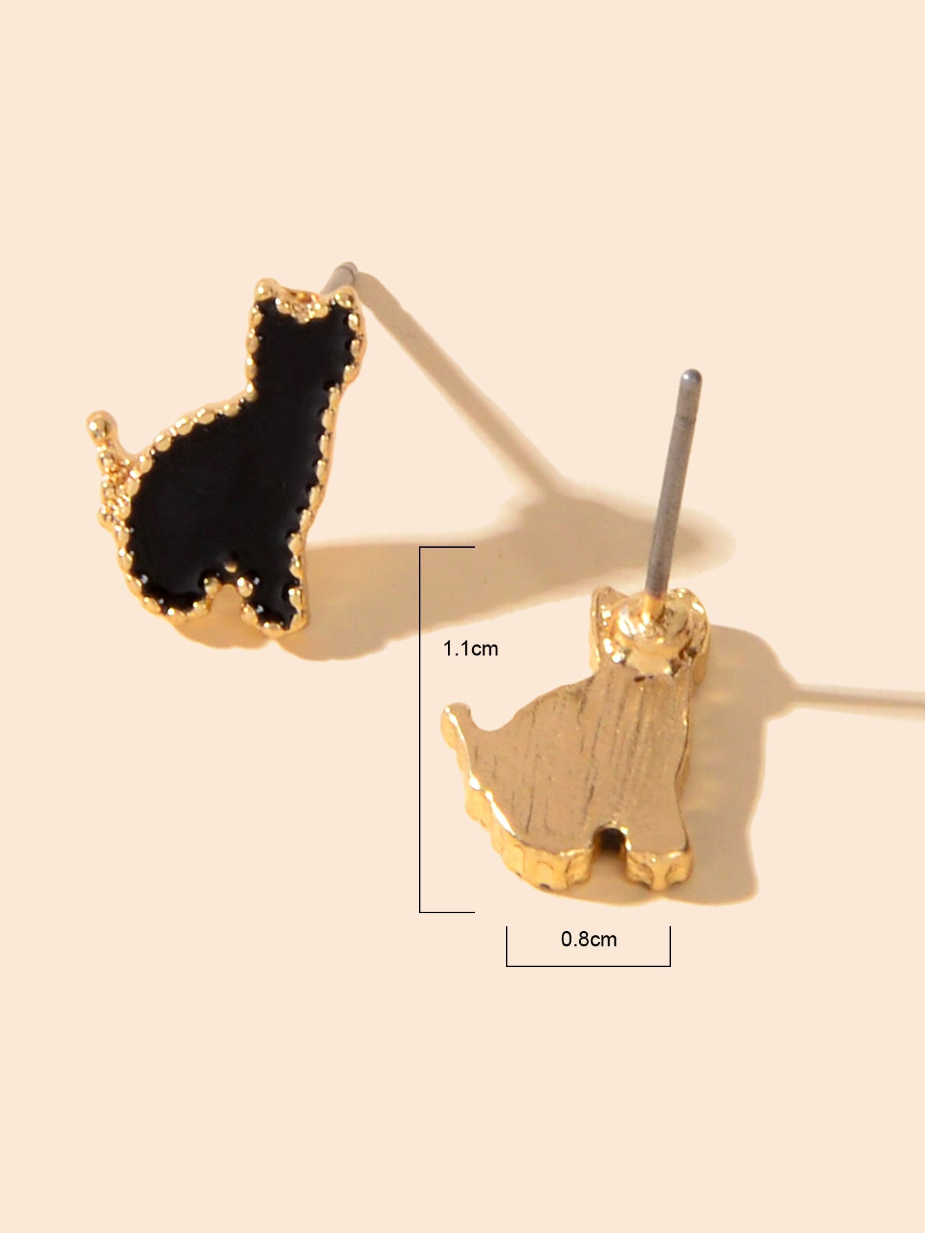 Cute Black Enamel Cat Gold Plated Stud Earrings Animal Jewellery Gift for Women-3