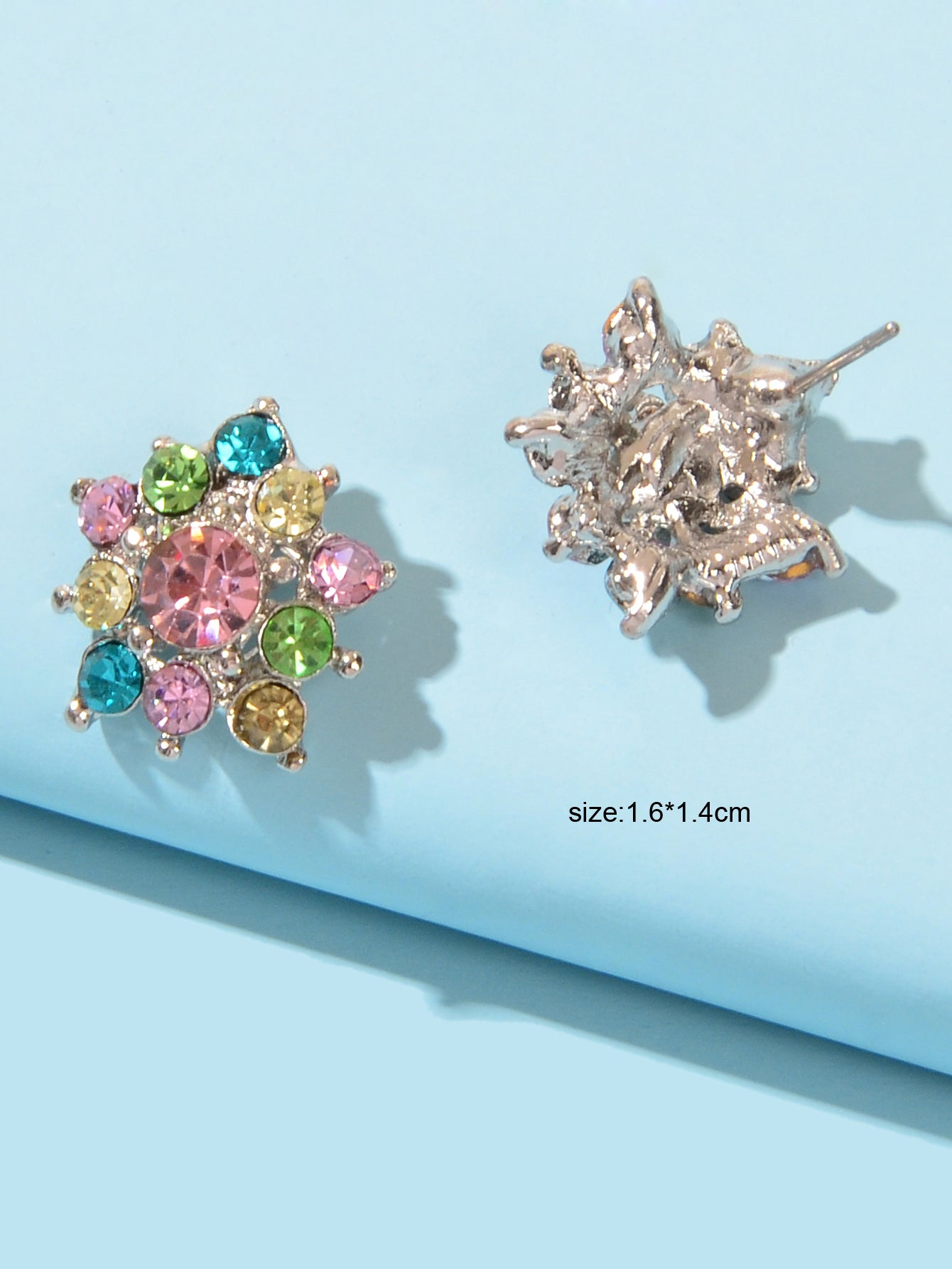 Sparkly Colourful Rhinestone Lightweight Star Ear Studs Bridal Wedding Earrings-3