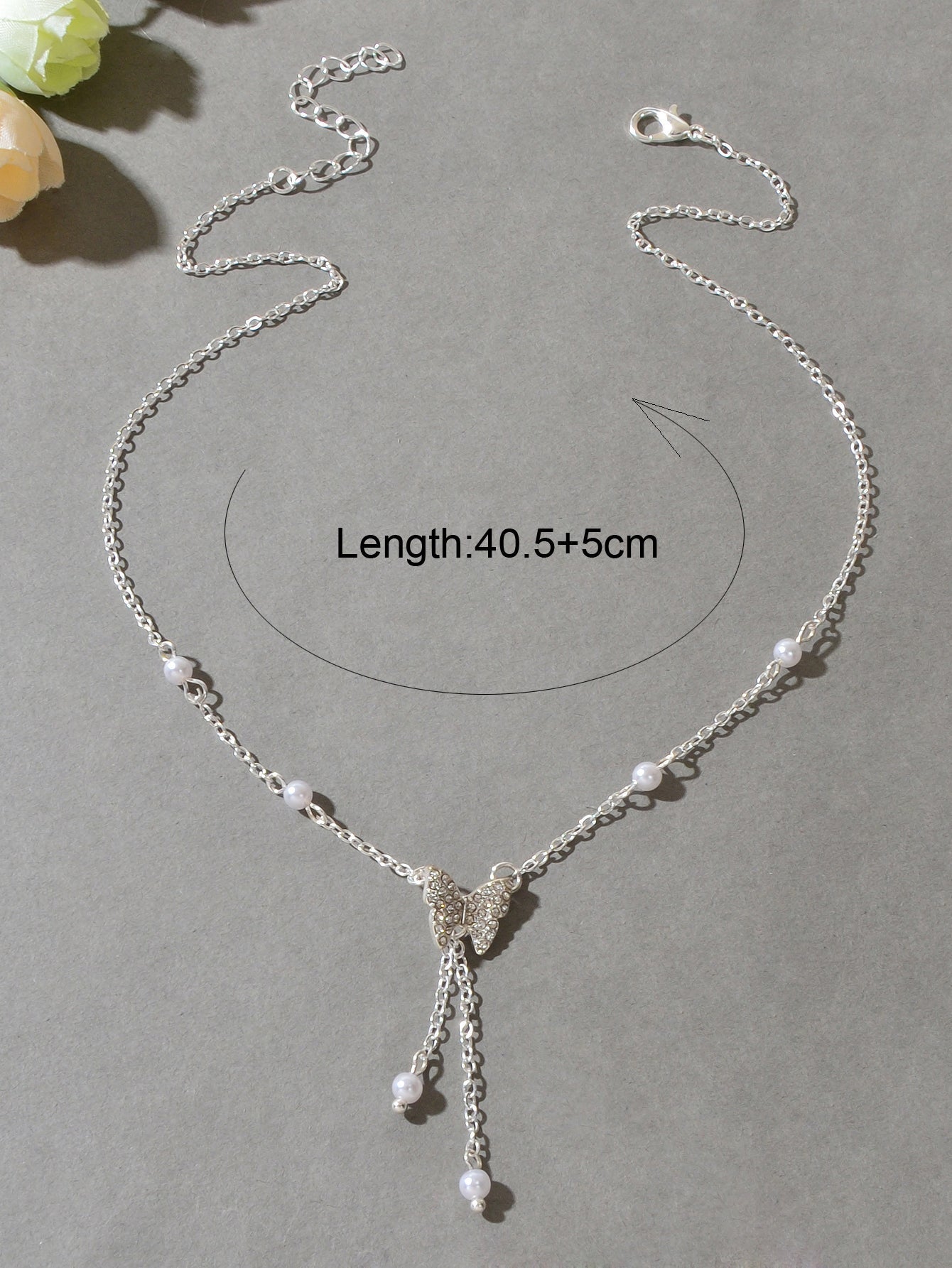 Sparkling Butterfly Pendant Y-Drop Necklace Tassel Clavicle Collar Women Jewelry-3