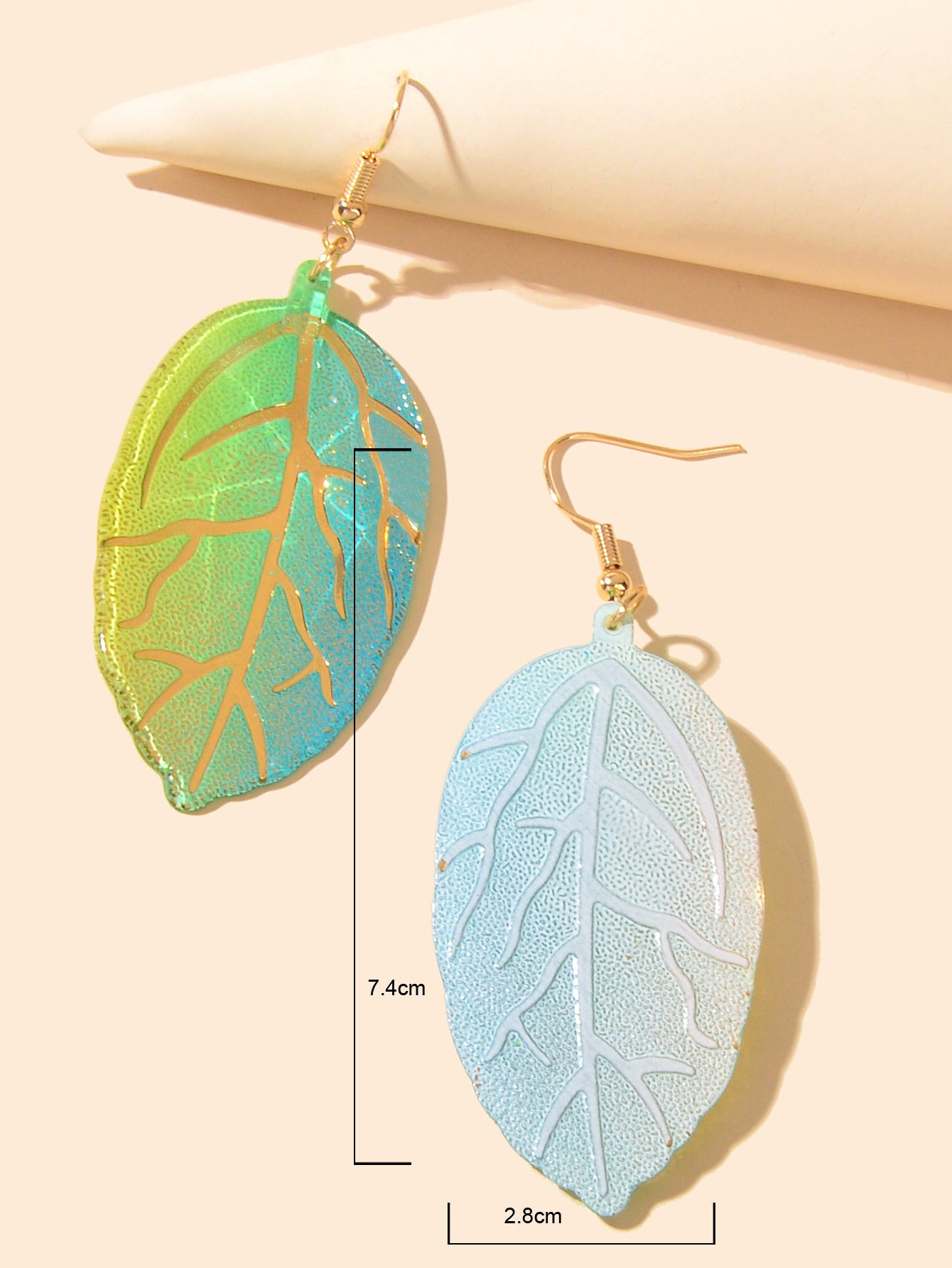Green Leaf Acrylic Drop Dangle Statement Earrings Bohemian Summer Cool Jewellery-3