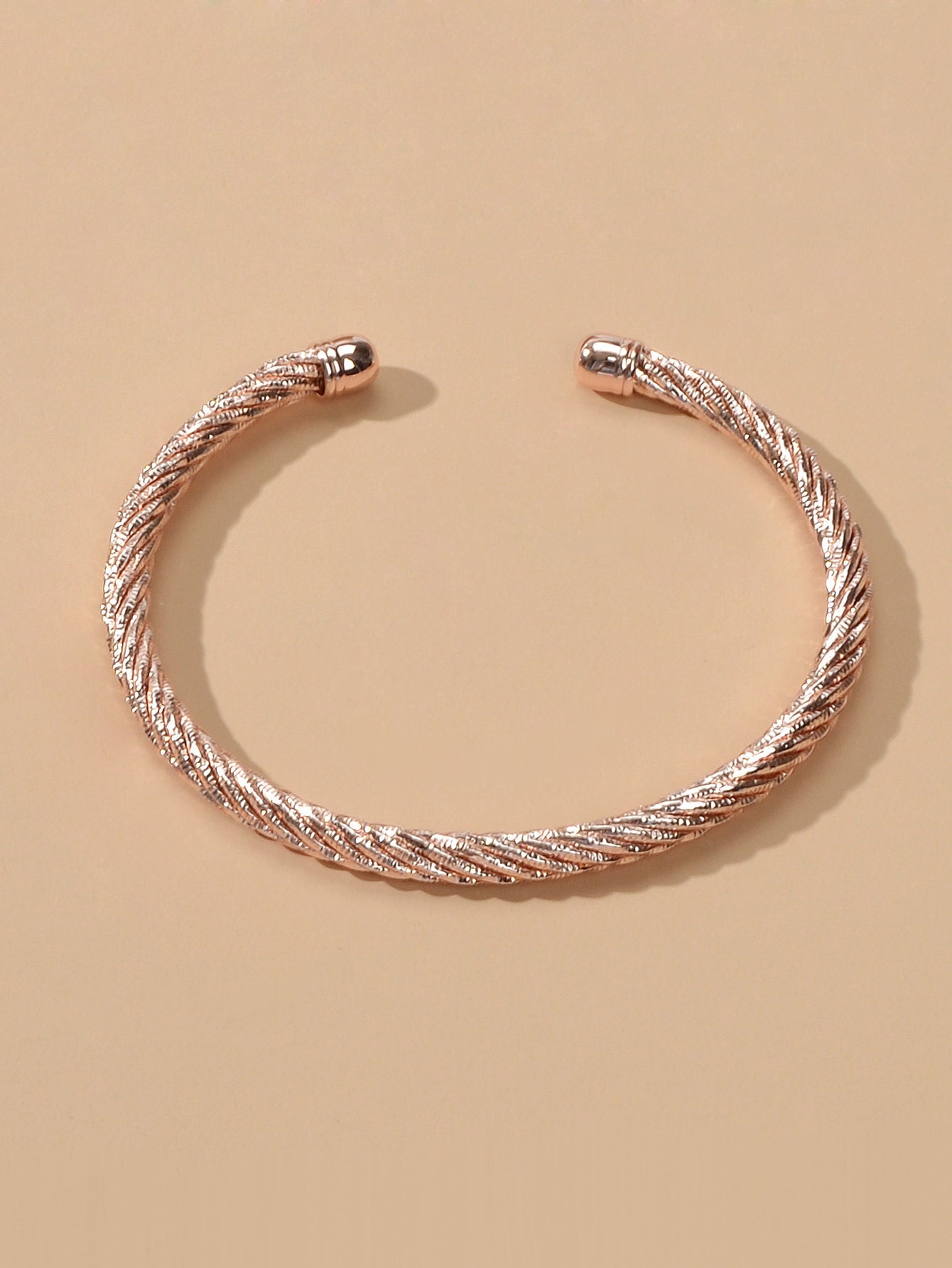 Good Quality Punk Minimalist Rosegold Silver Open Cuff Bangle Statement Bracelet-3