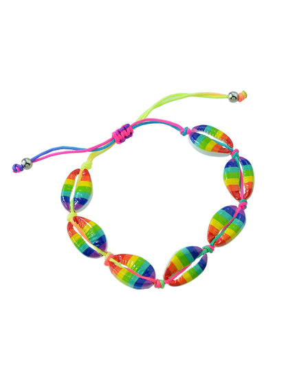 Ethnic Jewelry Colorful Enamel Shell Shape Adjustable Braided Bohemian Bracelet-3