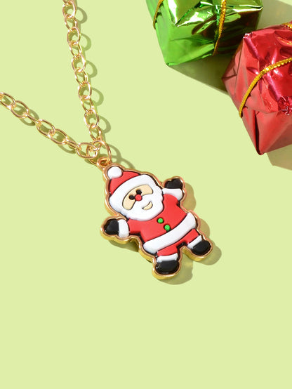 Santa Claus Pendant Necklace Christmas Ornaments Jewellery Girls Holiday Gift-3