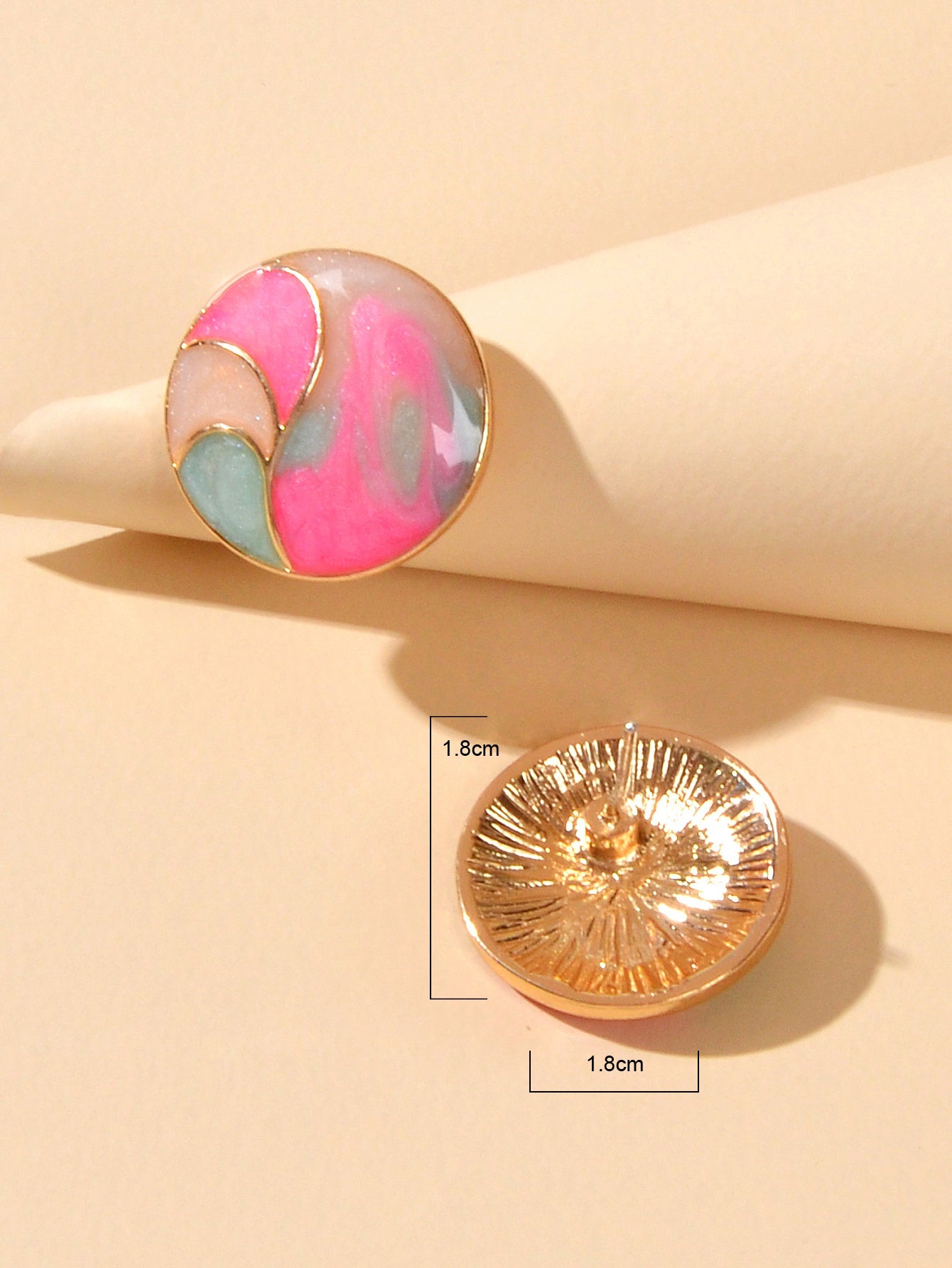 Multi-Colour Enamel Round Hypoallergenic Earrings Studs for Women Sensitive Ear-3